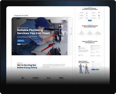 Plumbing service landing page design